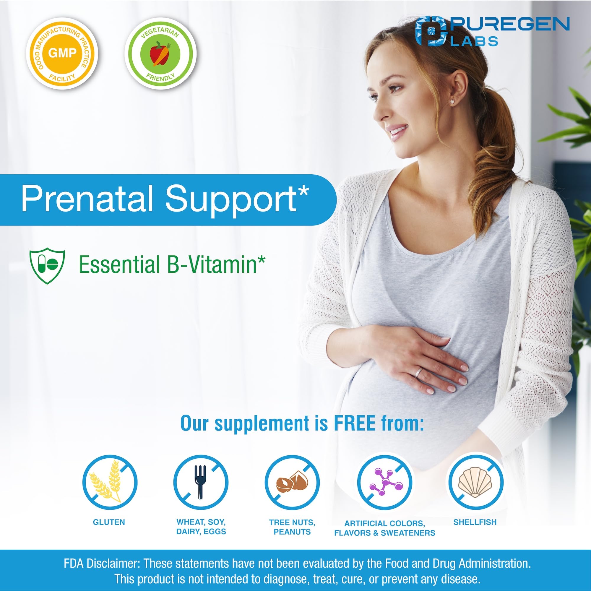 P Puregen Labs Folic Acid 1000 mcg bottle with label