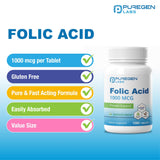 P Puregen Labs Folic Acid 1000 mcg capsule close-up
