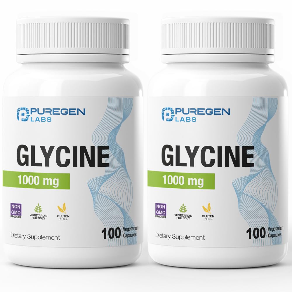 P Puregen Labs Glycine 1000mg vegetarian capsules front view