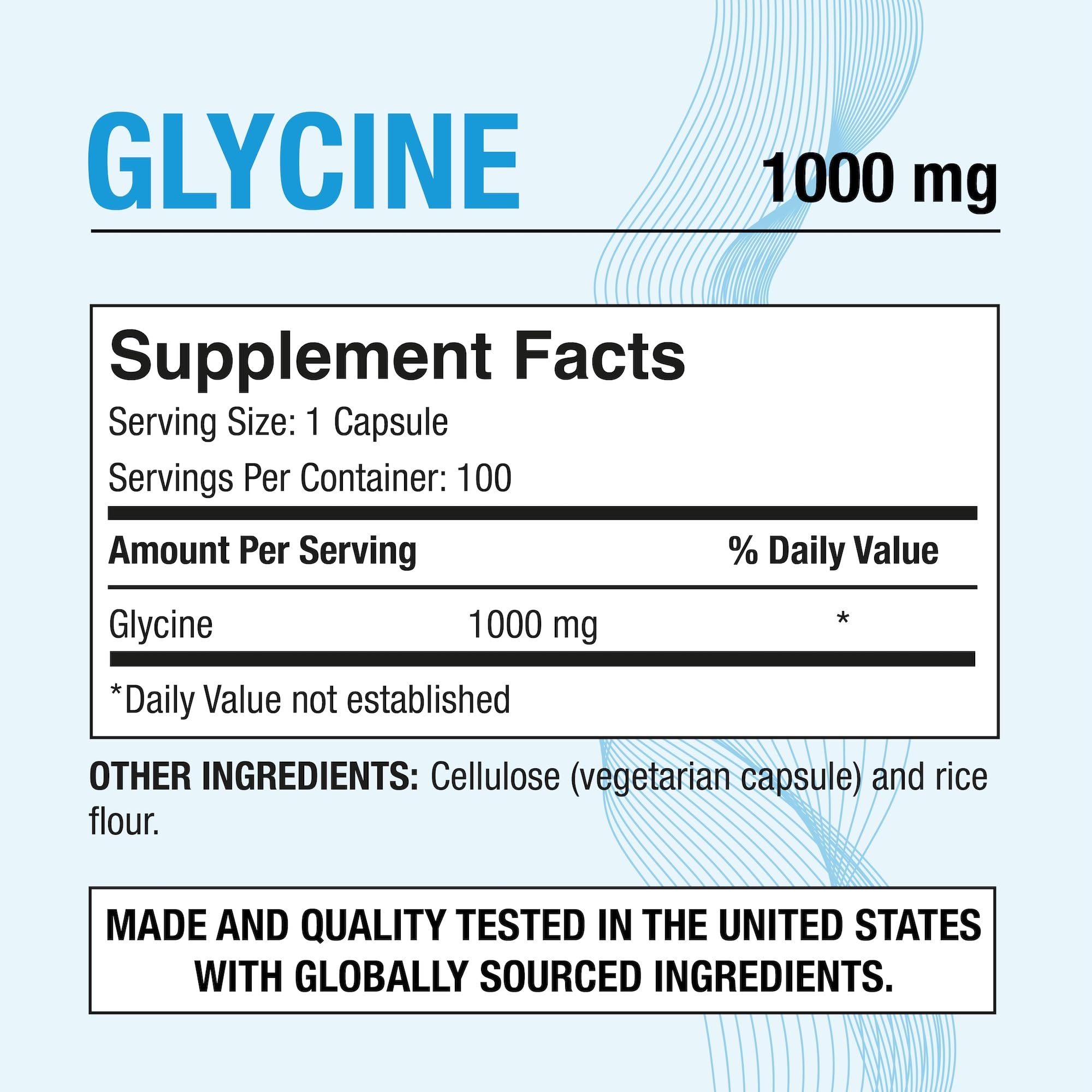 P Puregen Labs Glycine 1000mg vegetarian capsules side view