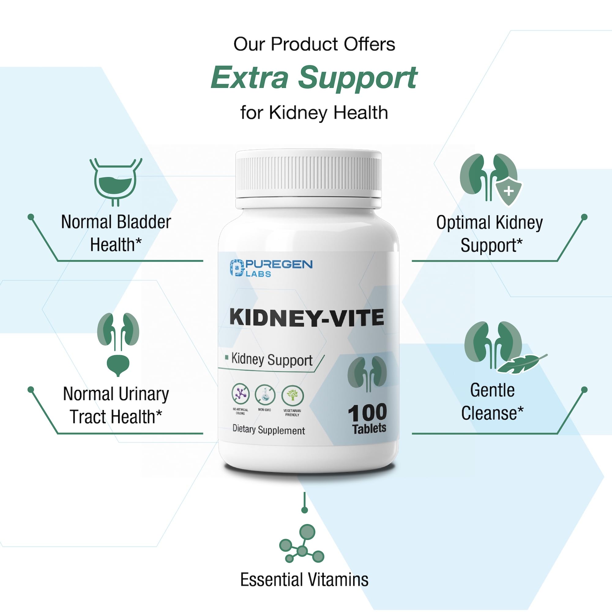 P Puregen Labs Kidney-Vite Multivitamin capsules close-up