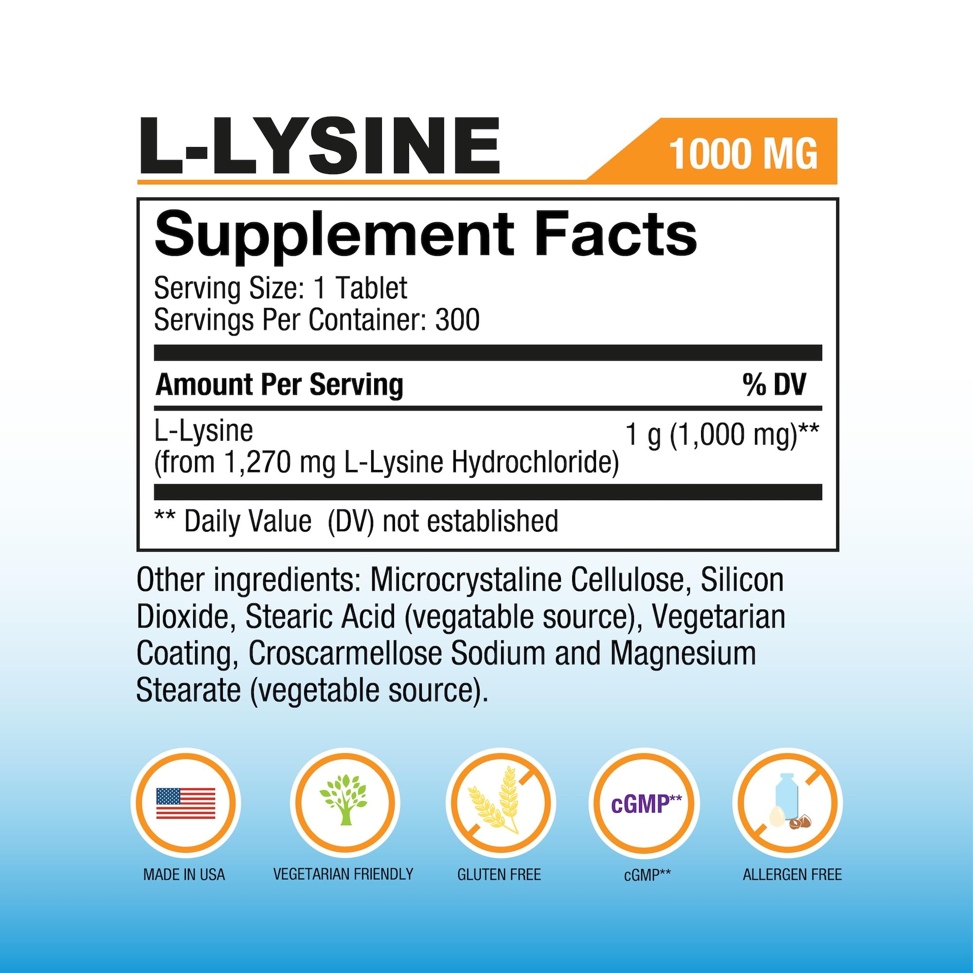 P Puregen Labs L-Lysine supplement bottle side view