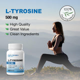 P Puregen Labs L-Tyrosine 500 mg capsules with measuring spoon