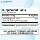 P Puregen Labs Magnesium Glycinate 500mg 120 Capsules side view