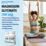 P Puregen Labs Magnesium Glycinate 500mg bottle with capsules