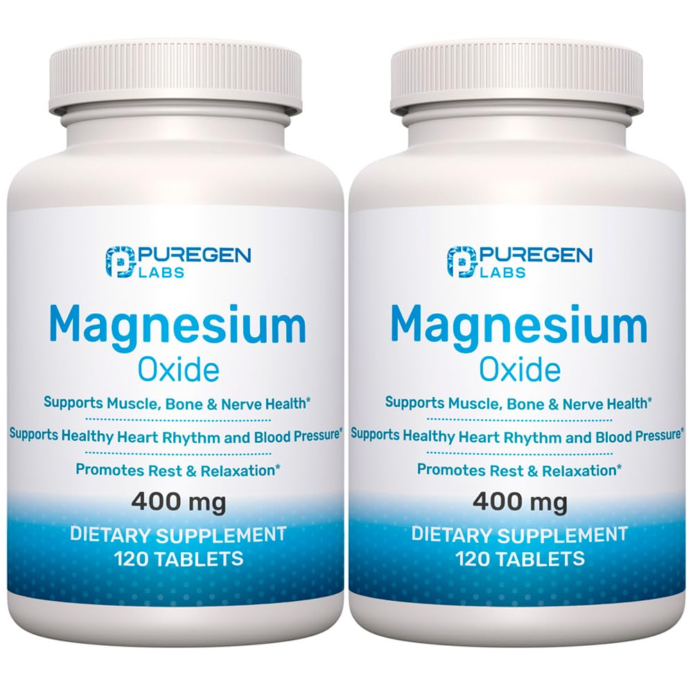 P Puregen Labs Magnesium Oxide 400mg Capsules front view