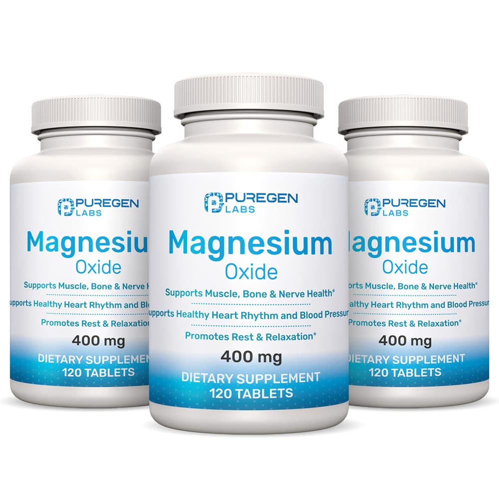 P Puregen Labs Magnesium Supplement 400mg front view