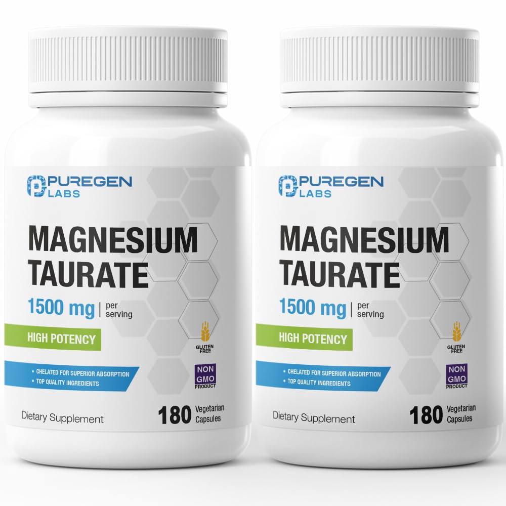 P Puregen Labs Magnesium Taurate 1500mg capsule bottle front view