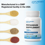 P Puregen Labs Potassium Bicarbonate Supplement on a wooden table