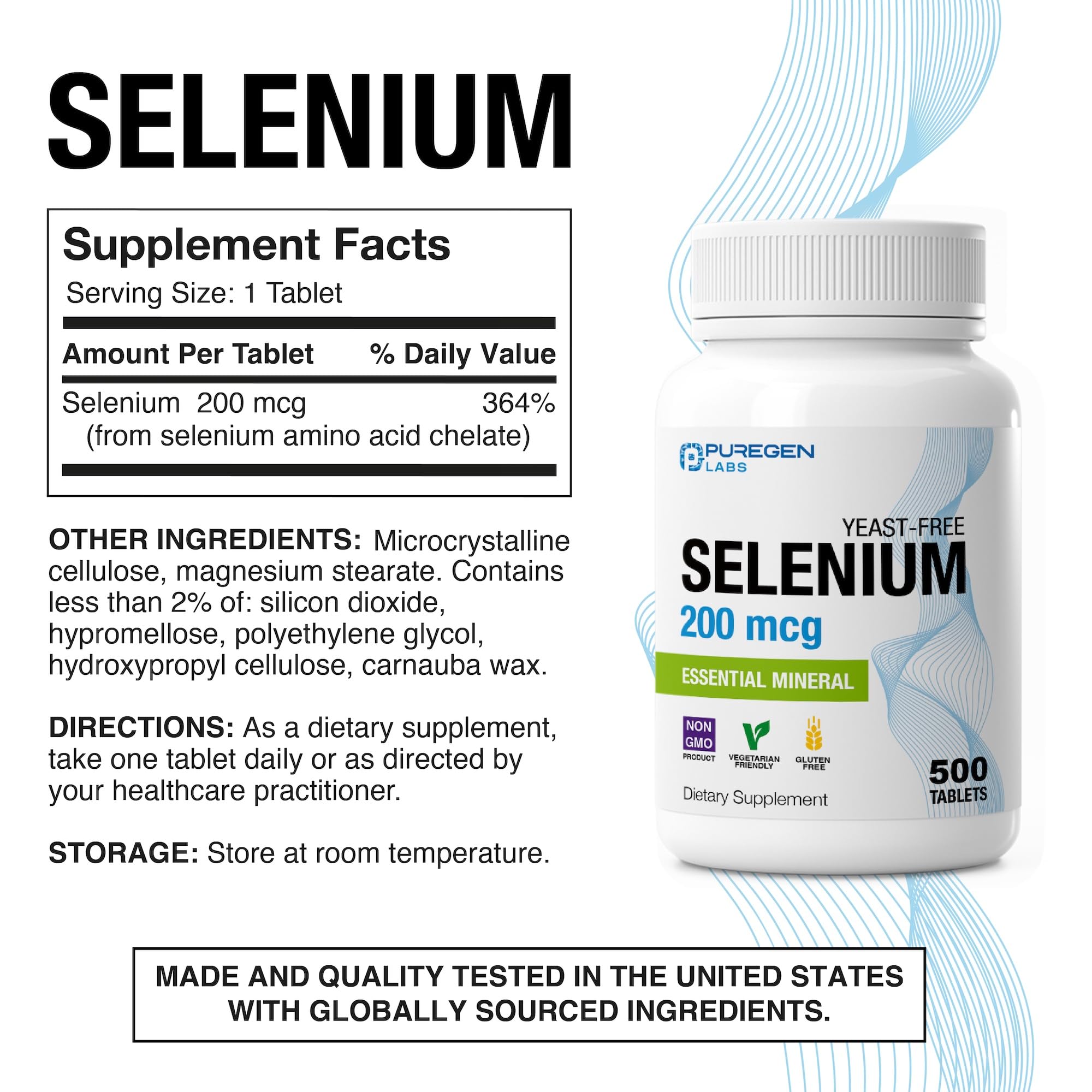 P Puregen Labs Selenium Supplement bottle side view