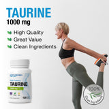 P Puregen Labs Taurine 1000mg capsules with a measuring spoon
