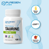 P Puregen Labs Taurine 1000mg vegetarian capsules packaging