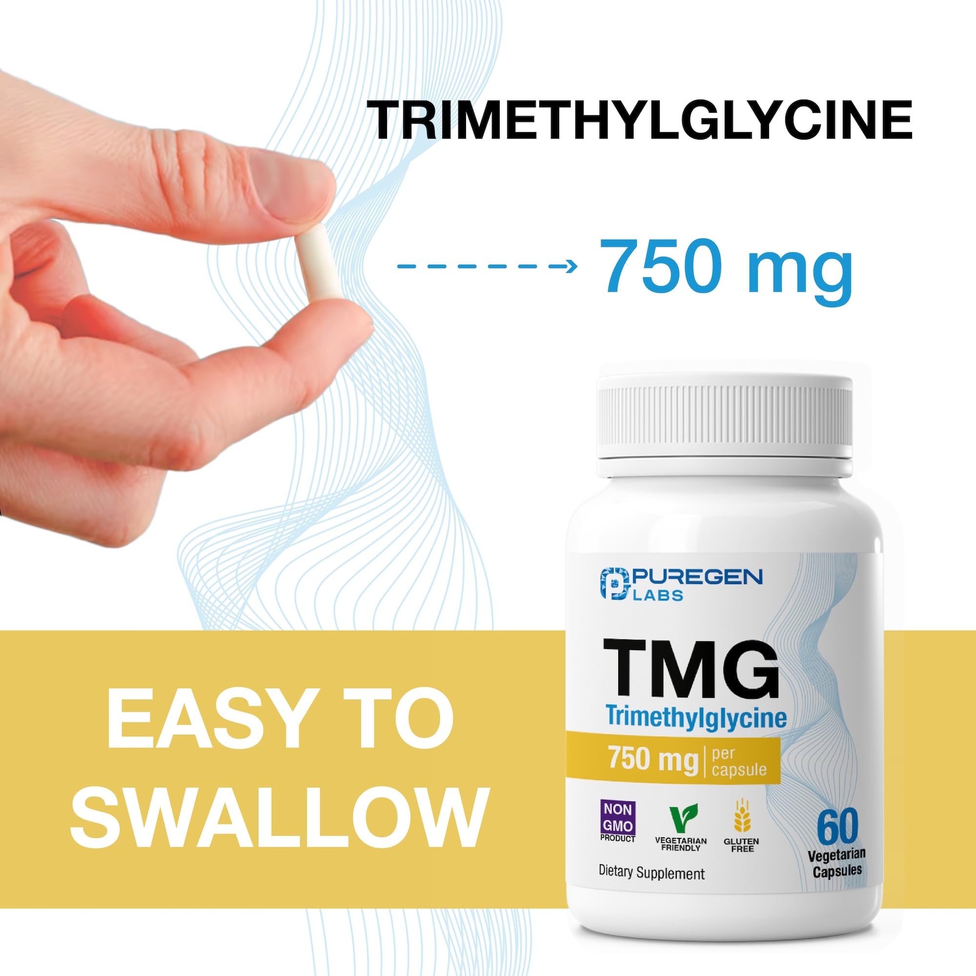 P Puregen Labs Trimethylglycine 750mg capsules with natural ingredients