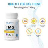 P Puregen Labs Trimethylglycine 750mg Vegetarian Capsules back view