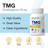 P Puregen Labs Trimethylglycine 750mg Vegetarian Capsules opened with capsules visible