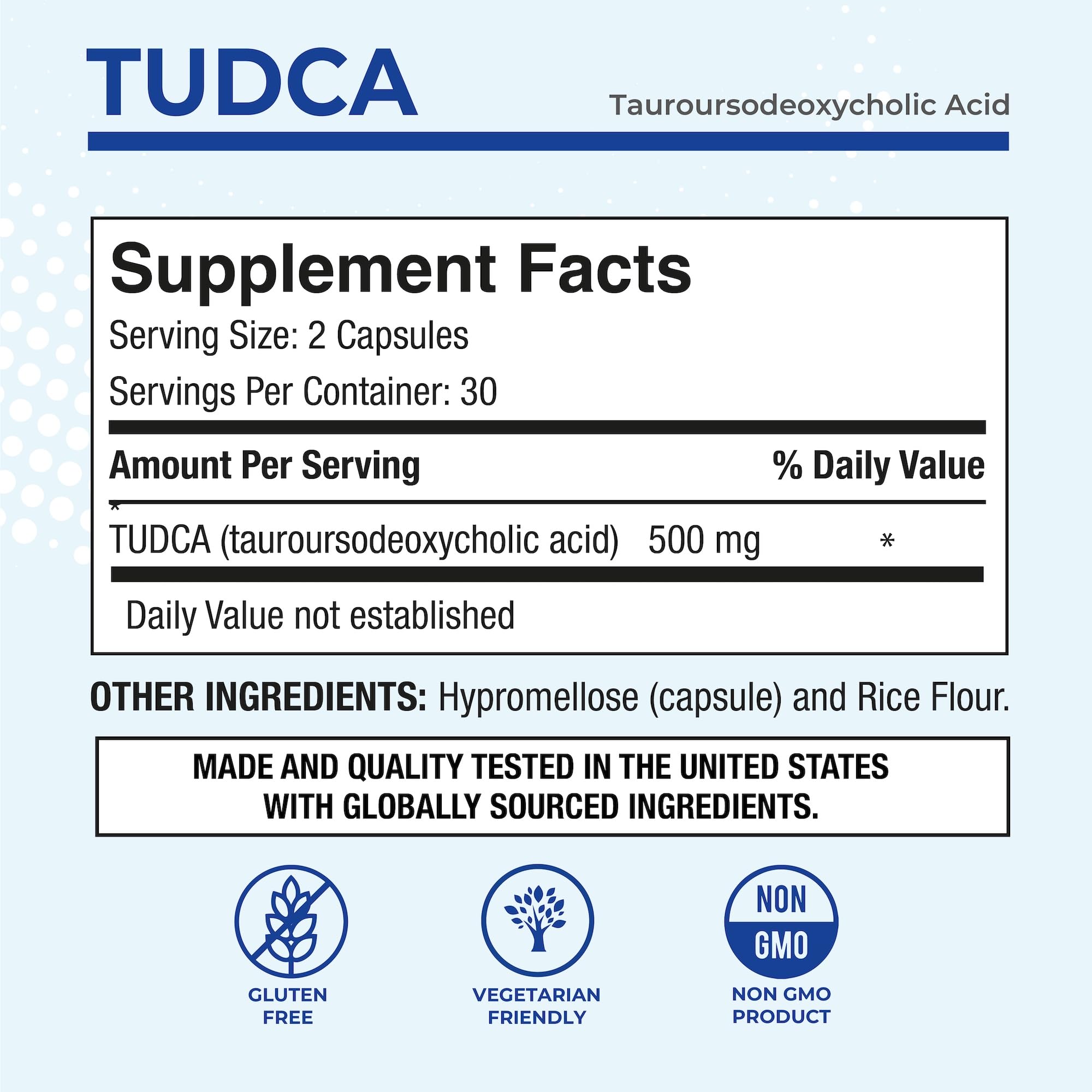 P Puregen Labs TUDCA supplement bottle with 60 vegetarian capsules