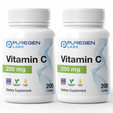 P Puregen Labs Vitamin C 250mg supplement front view