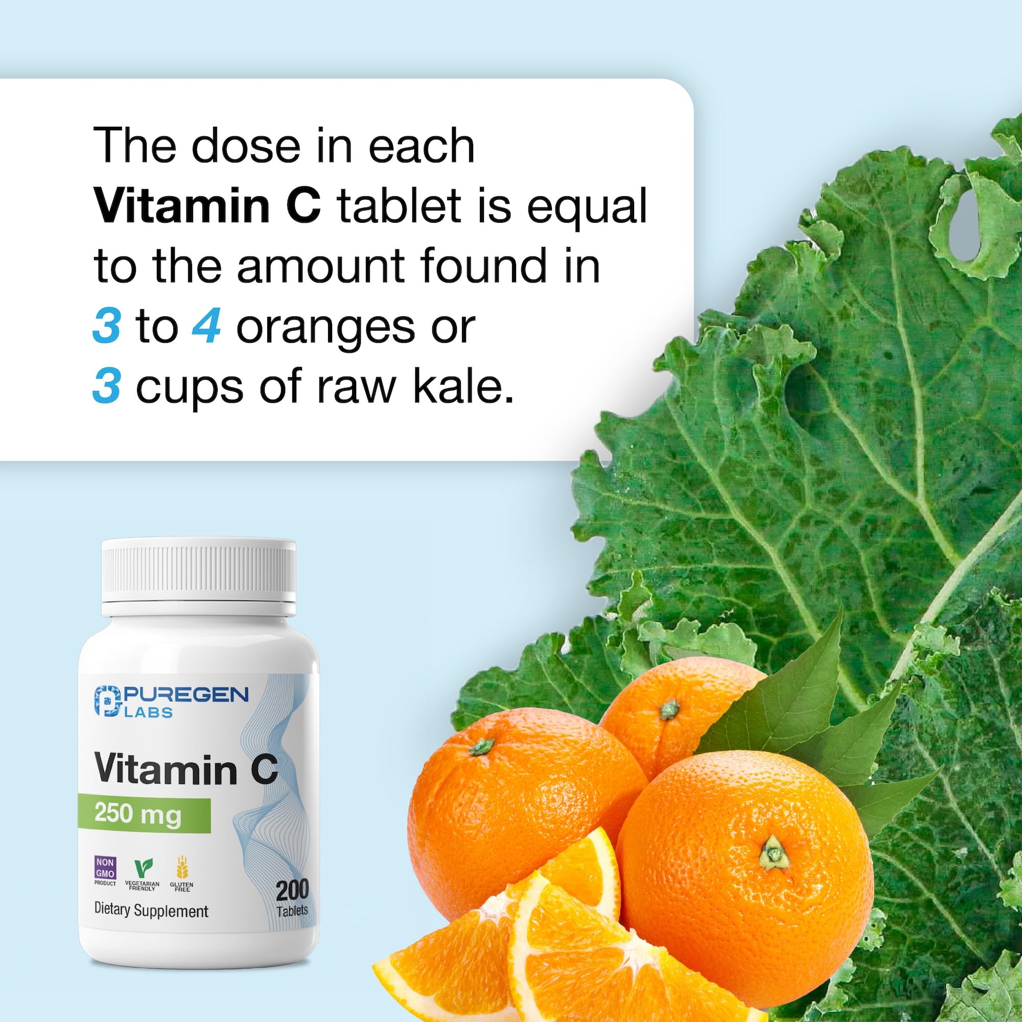P Puregen Labs Vitamin C 250mg supplement packaging