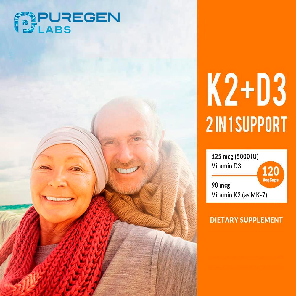 P Puregen Labs Vitamin D3 & K2 Capsules bottle top