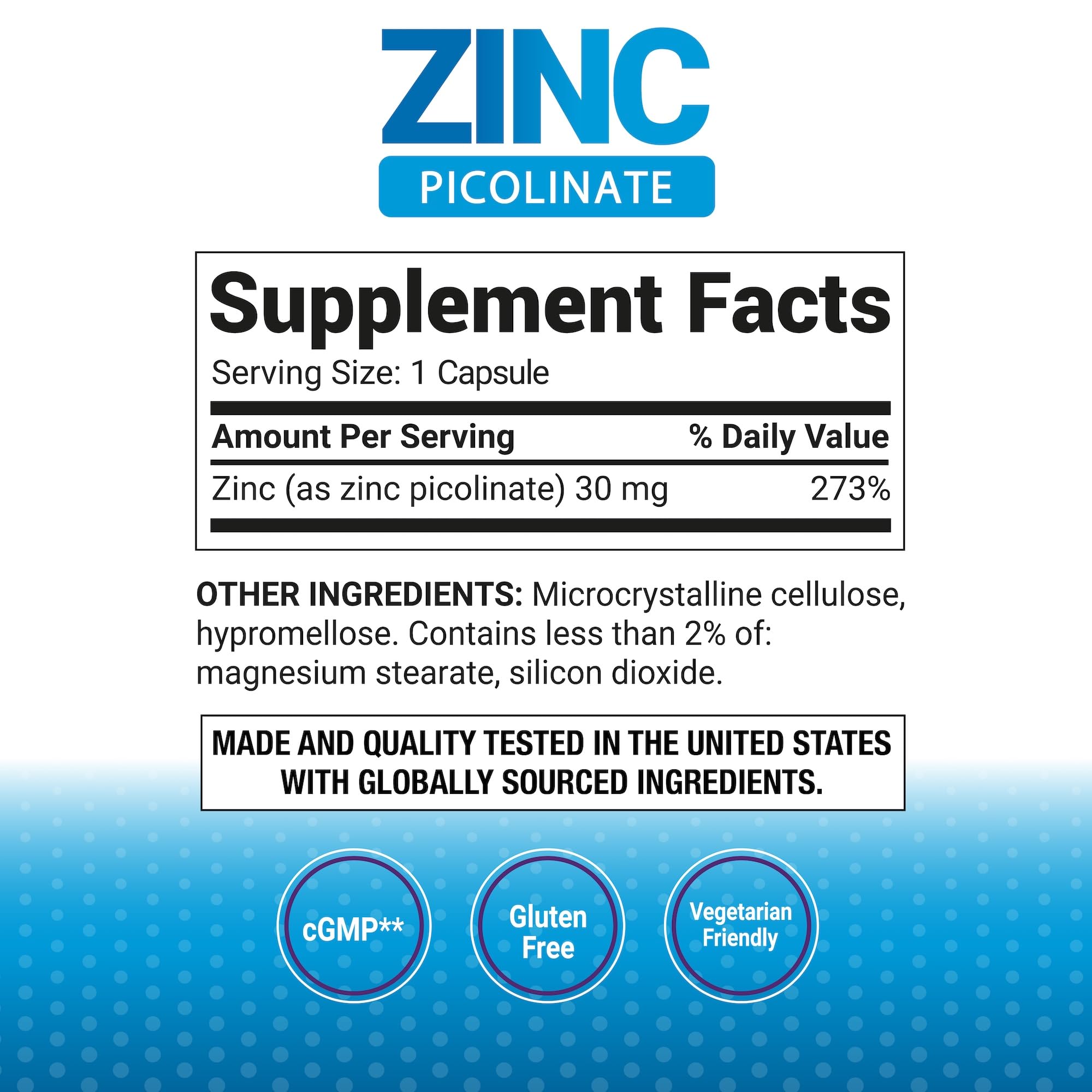 P Puregen Labs Zinc Picolinate 50g supplement packaging