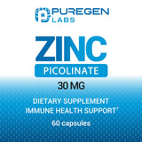 P Puregen Labs Zinc Picolinate 50g supplement side view