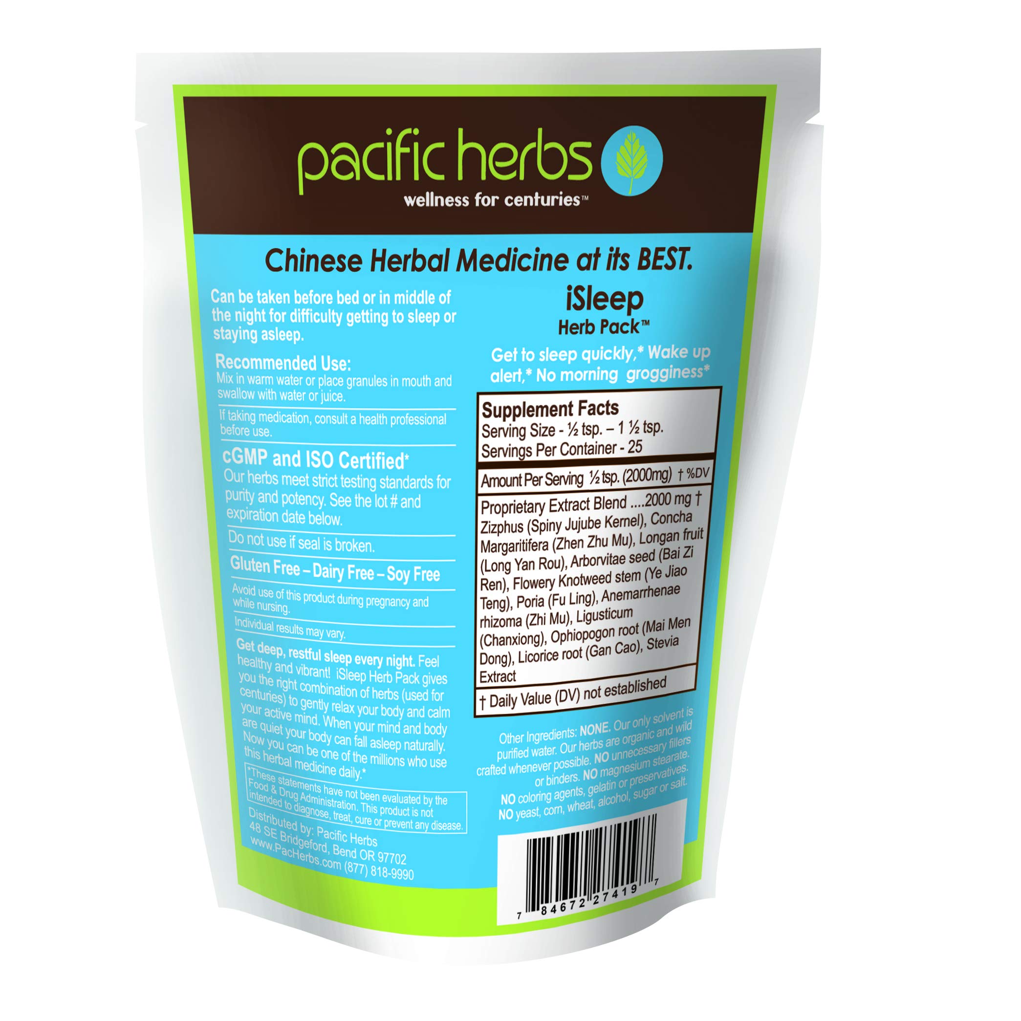 Pacific Herbs iSleep Herb Pack 1.75oz side view
