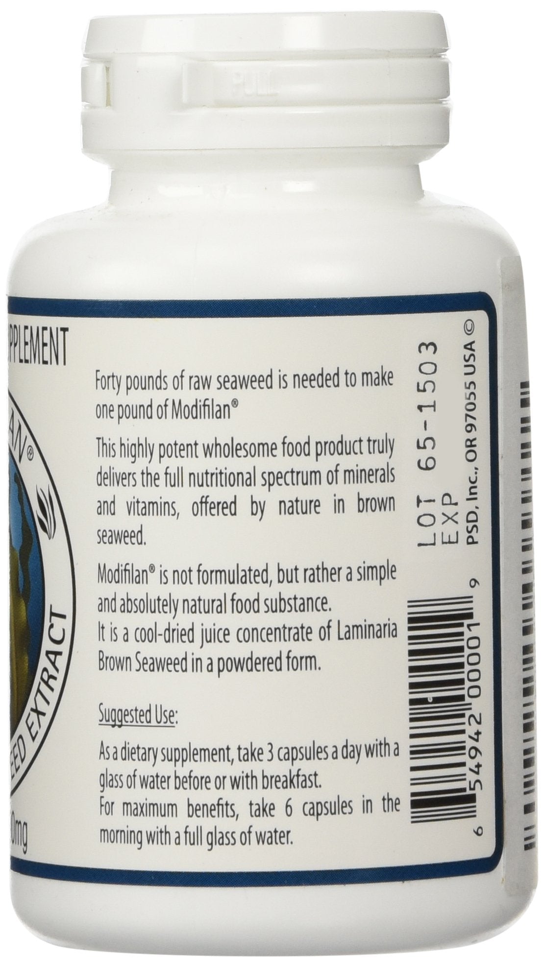Pacific Standard Distributors Modifilan dietary fibre capsules side view