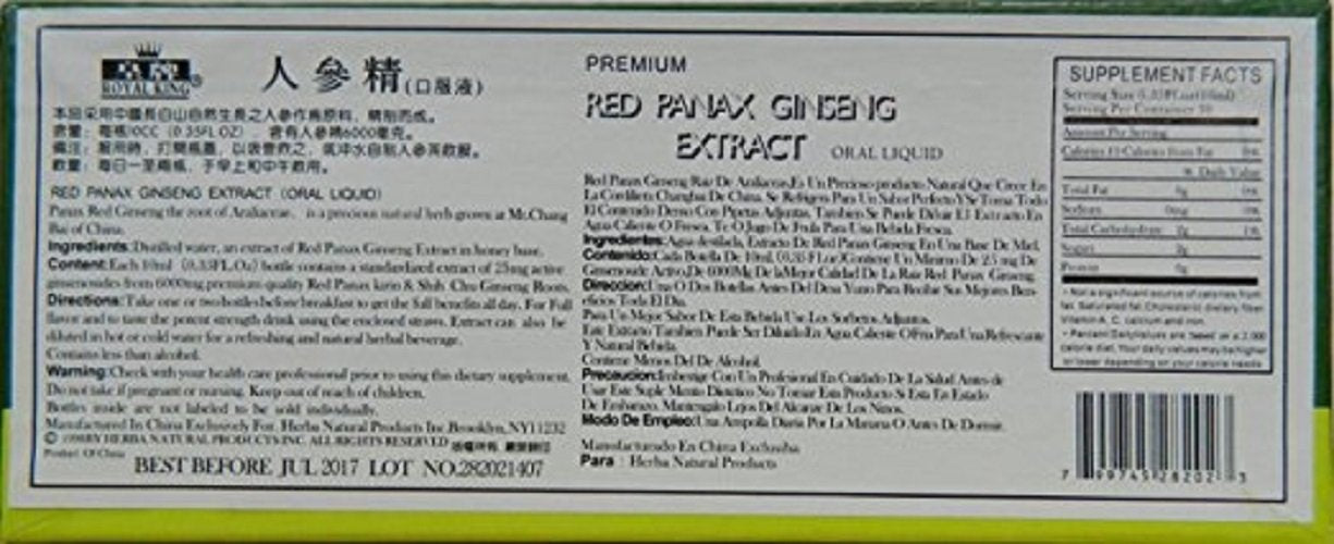 Pack of 4 Ginseng Royal King Red Panax Ginseng Extract bottles