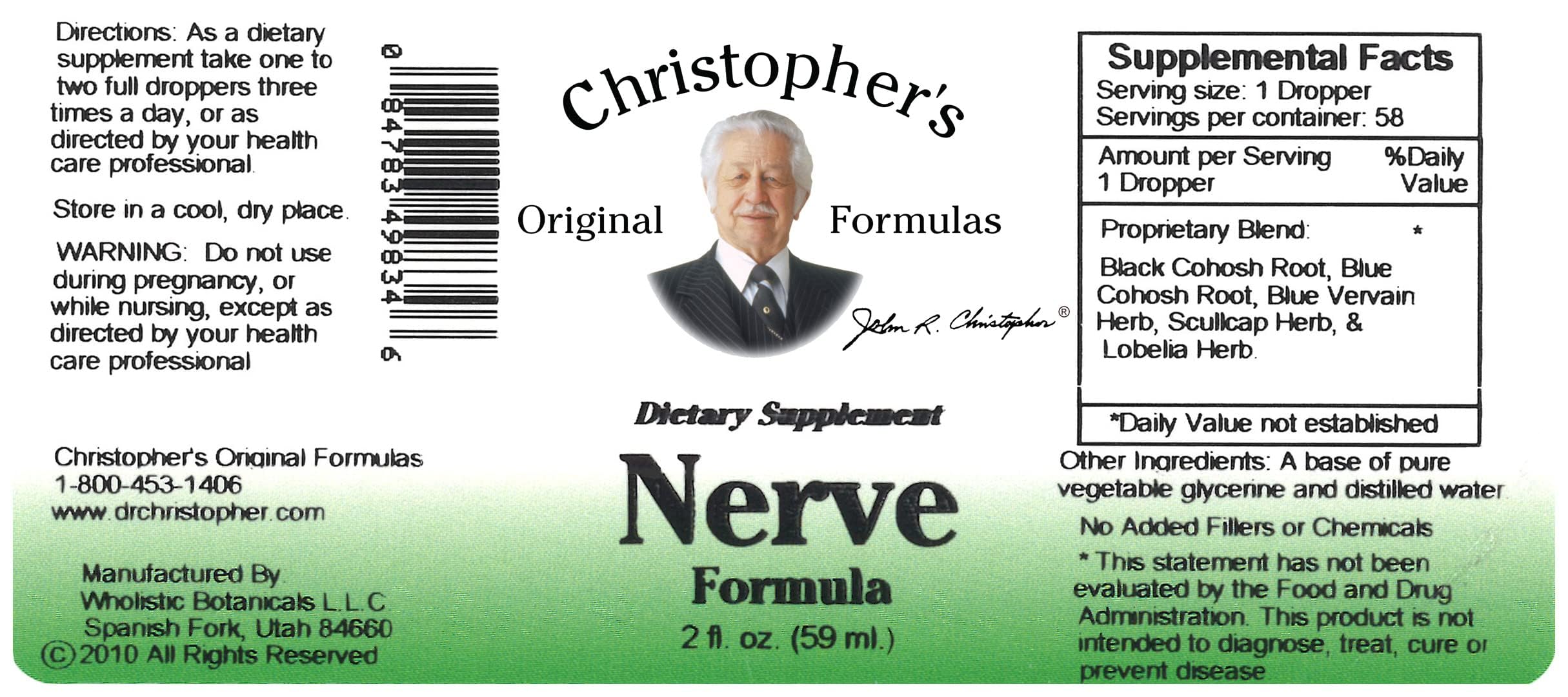 Packaging of Christopher's Original Formulas Nerve Formula 2 oz