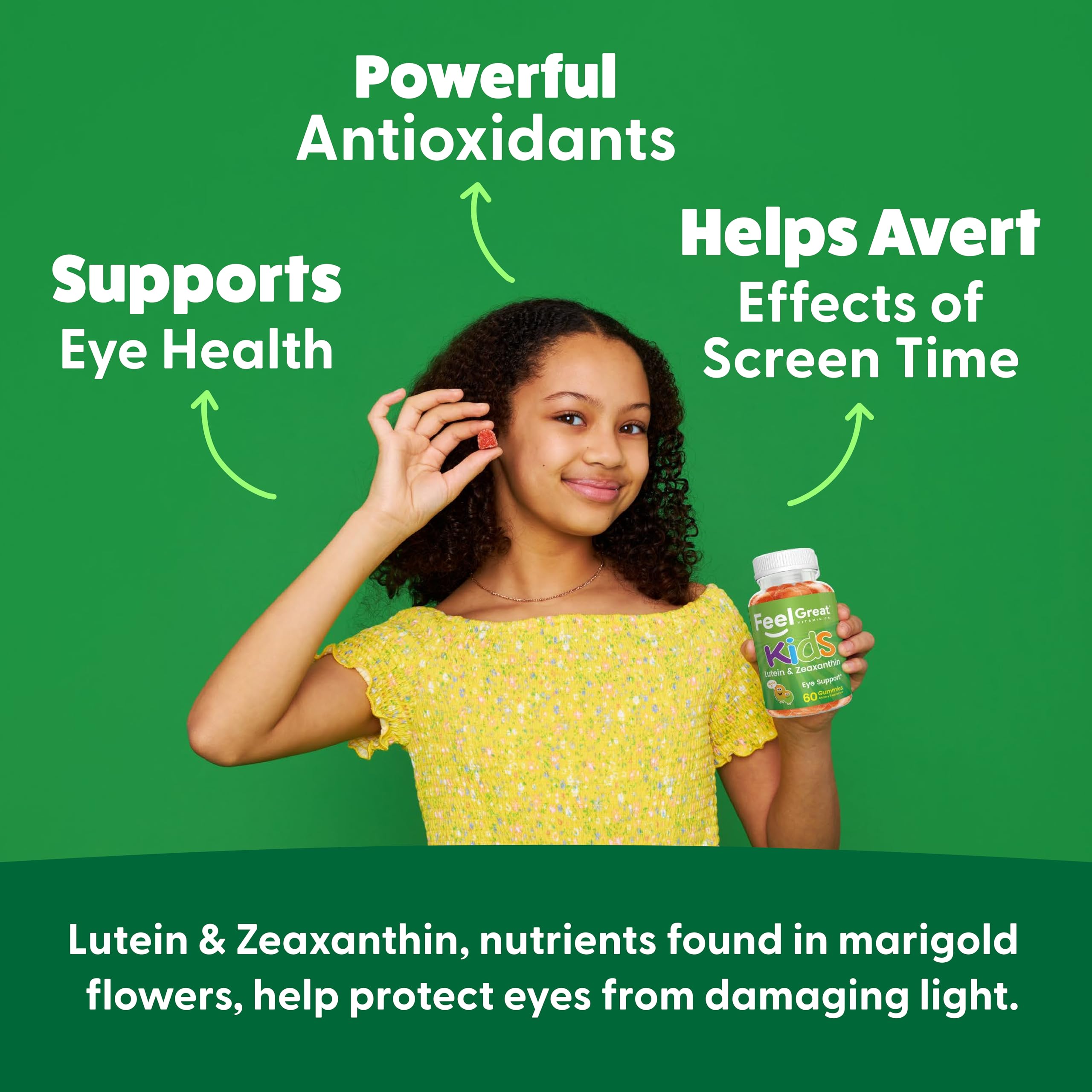 Packaging of Kids Eye Support Gummies with nutritional information