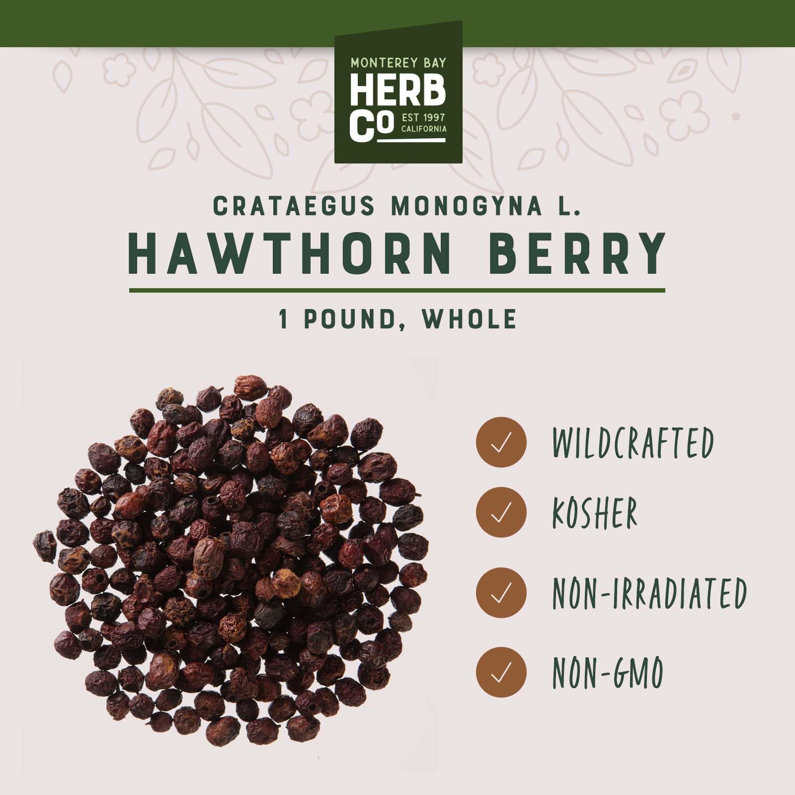 Packaging of MONTEREY BAY HERB CO Hawthorn Berries 522g