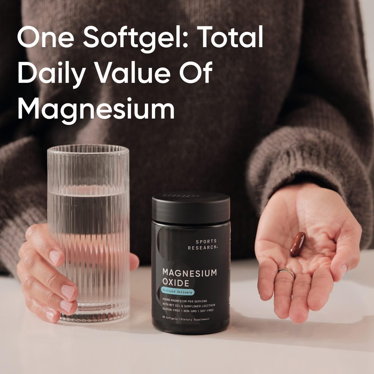 Packaging of Sports Research Magnesium Supplement with label details