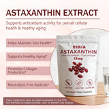 Packaging of ZERIA Astaxanthin Softgels on a wooden table