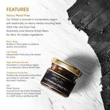 PahalFire Shilajit Gold-Grade Himalayan Resin 20g jar with spoon on a wooden surface