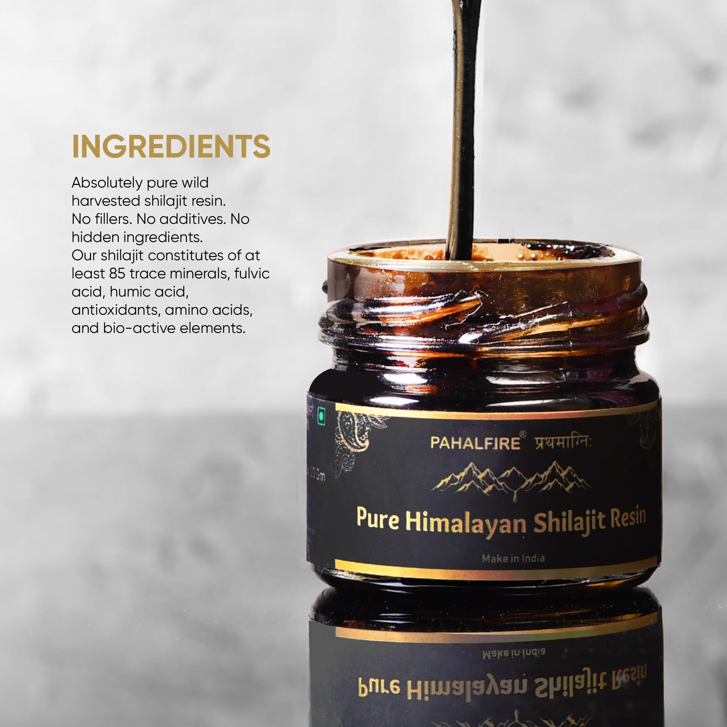 PahalFire Shilajit Gold-Grade Himalayan Resin 20g packaging details