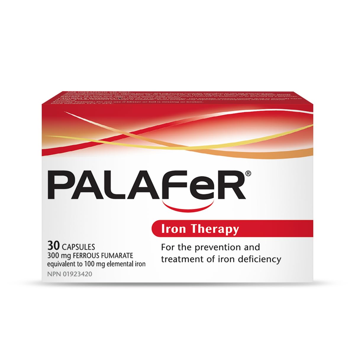 Palafer Iron Supplement Capsules front view with packaging