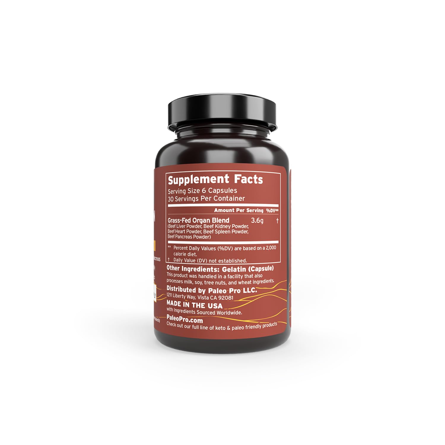 Paleo Pro Beef Organs Capsules with measuring spoon for dosage