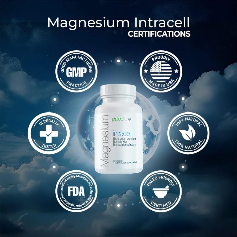 Paleolf Magnesium Intracell 500mg supplement with measuring spoon