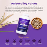 Paleovalley Grass-Fed Organ Complex bottle with measuring scoop