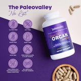 Paleovalley Grass-Fed Organ Complex lifestyle scene with healthy foods