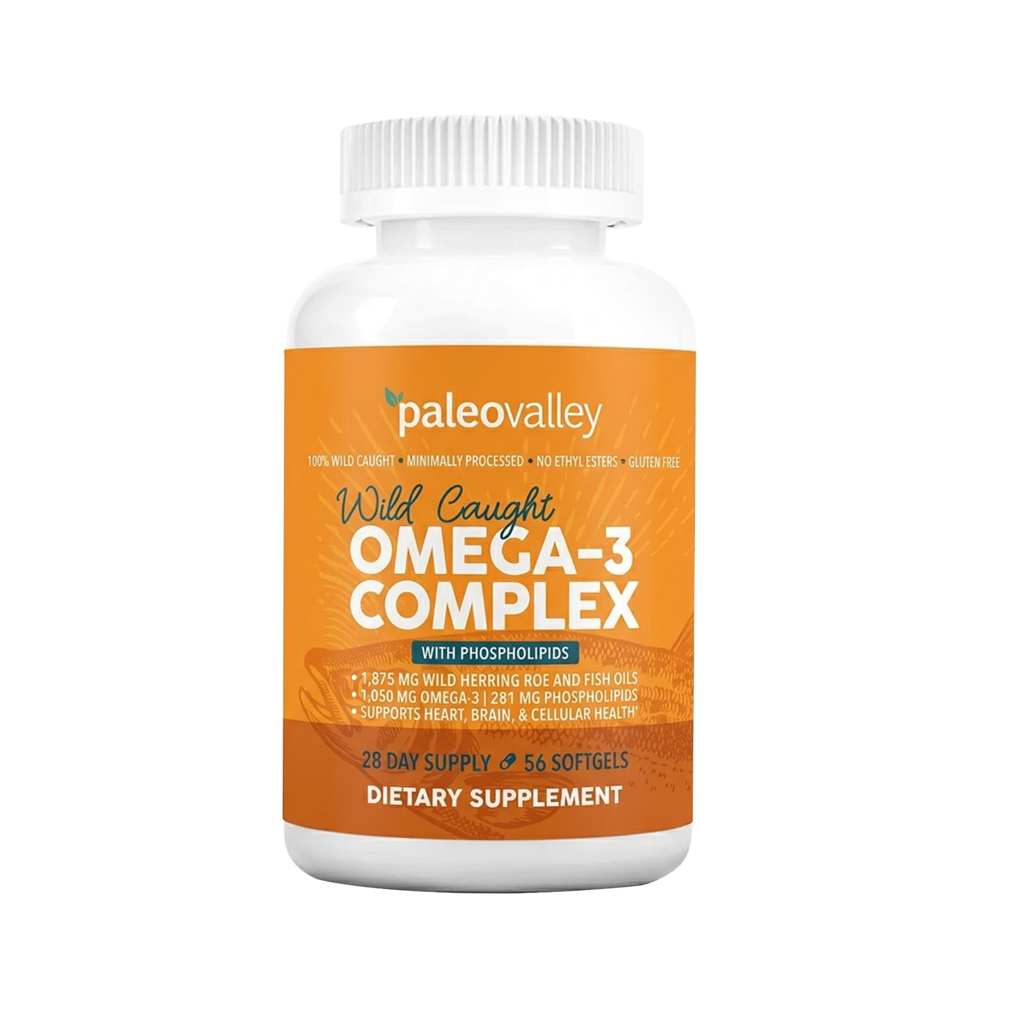 Paleovalley Omega-3 Complex Fish Oil Supplement front view
