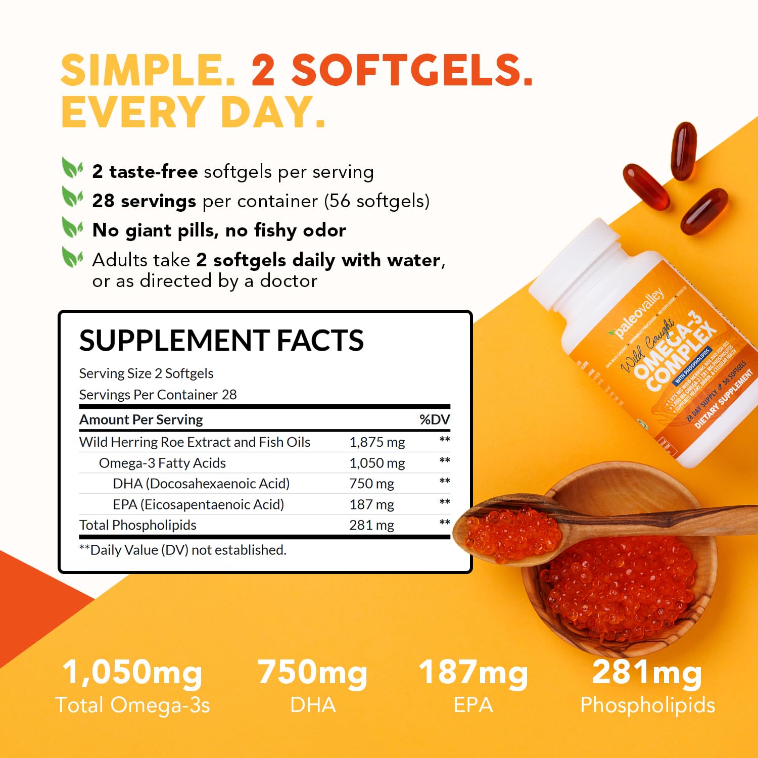 Paleovalley Omega-3 Complex Fish Oil Supplement with fresh ingredients