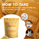 Paleovalley Superfood Golden Milk 440g lifestyle scene with a cup