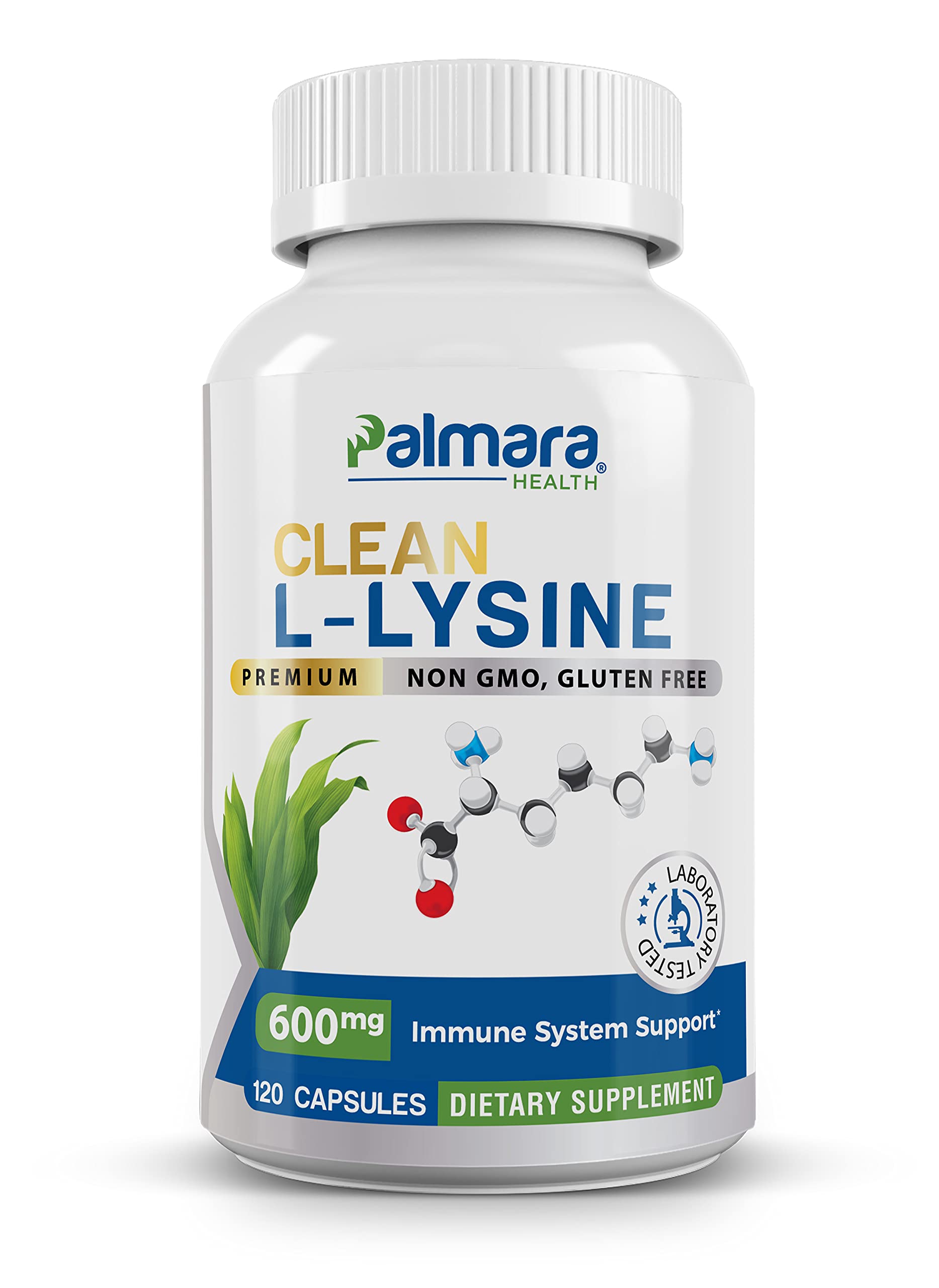 Palmara Health L-Lysine 600mg capsules bottle front view