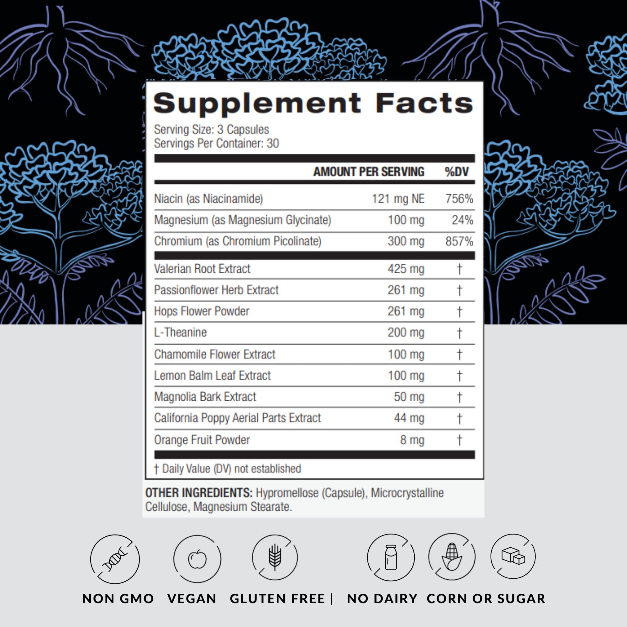 PALO Sleep Supplement with herbal elements around it