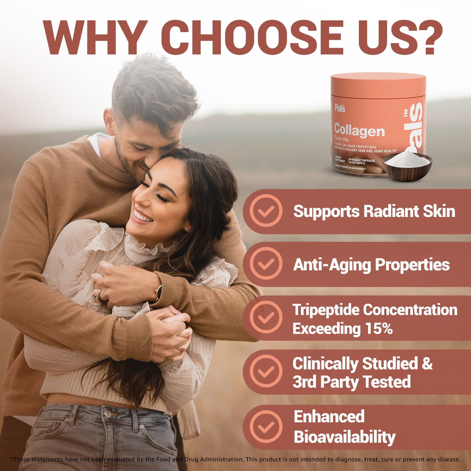 PALS Marine Collagen Capsules back view with ingredient list