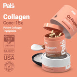 PALS Marine Collagen Capsules in a lifestyle scene with a glass of water