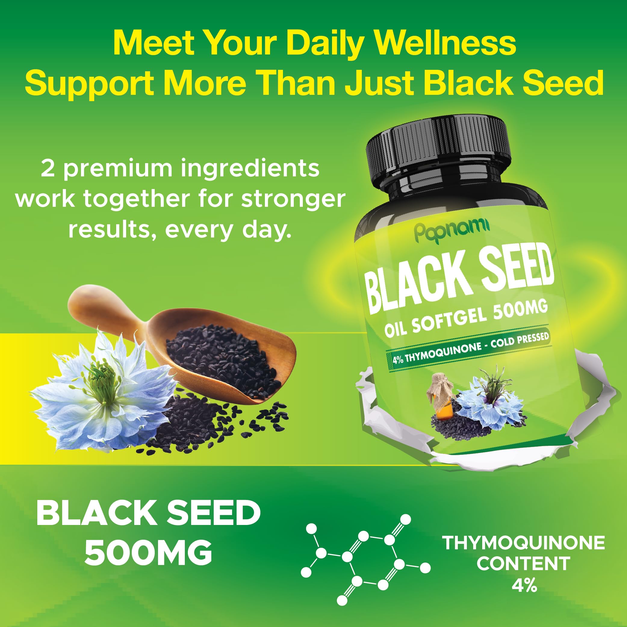 Papnami Black Seed Oil Softgel Capsules 500mg close-up of softgel