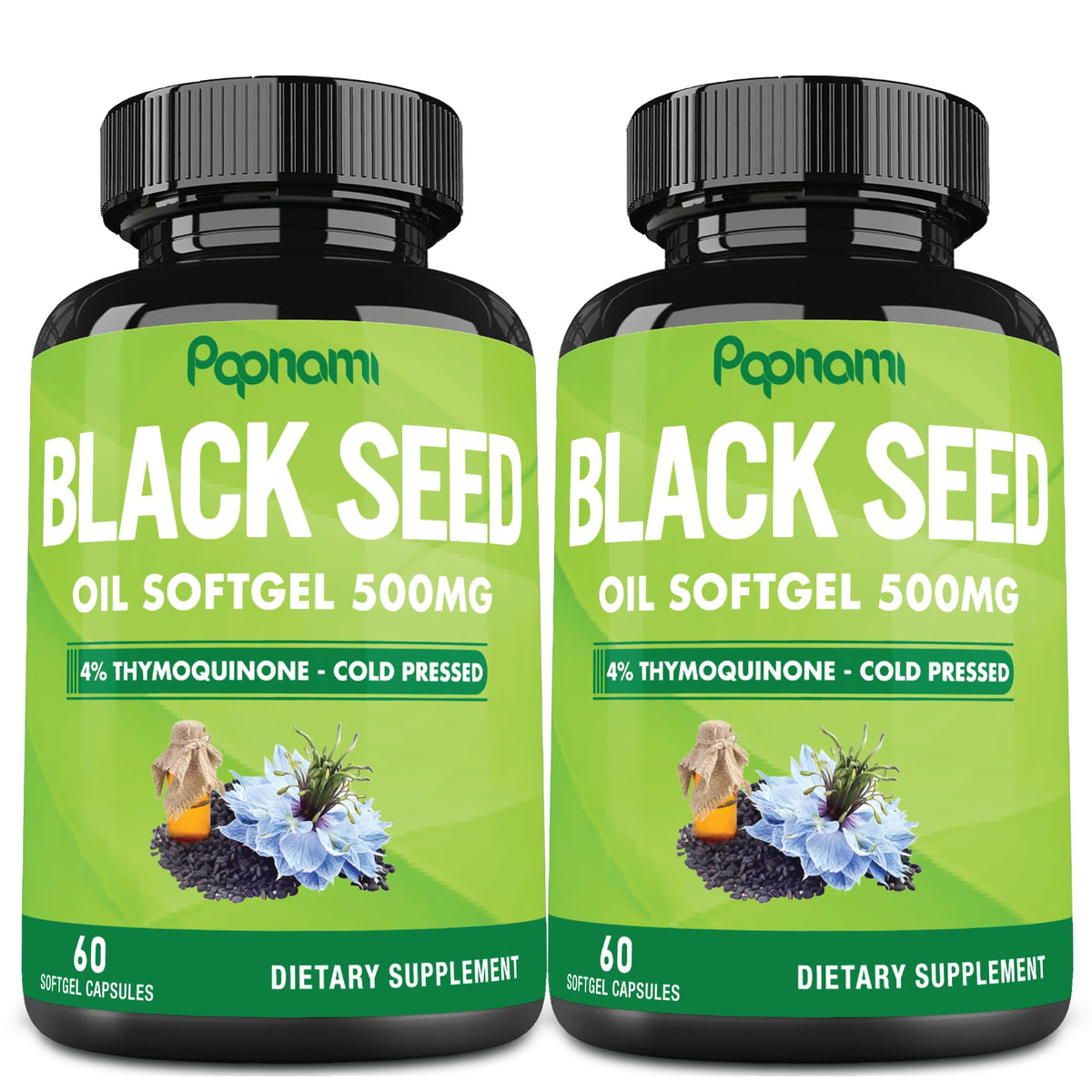Papnami Black Seed Oil Softgel Capsules 500mg front view