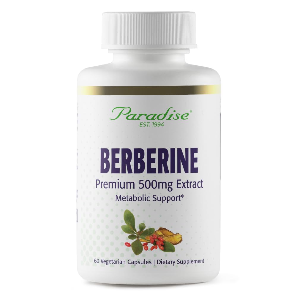 Paradise Herbs Berberine HCL Herbal Supplement 60 Capsules front view